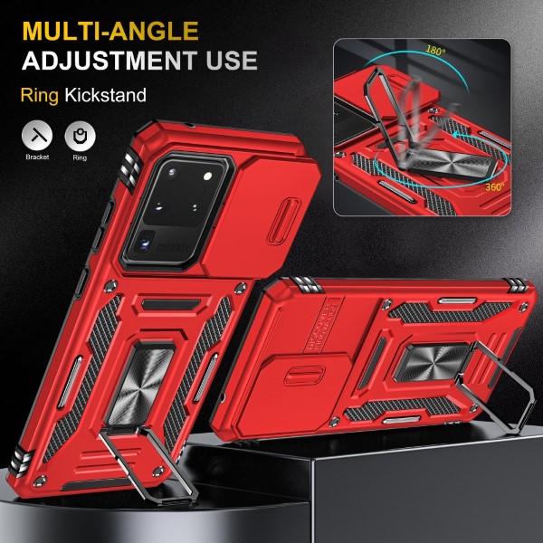 Kryt na Samsung Galaxy S20 Ultra odolný s krytkou na fotoaparát červený