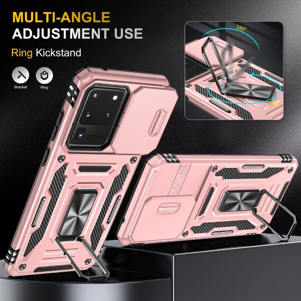 Kryt na Samsung Galaxy S20 Ultra odolný s krytkou na fotoaparát růžový