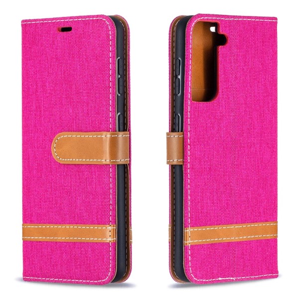 Pouzdro na Samsung Galaxy S21 Jeans růžové