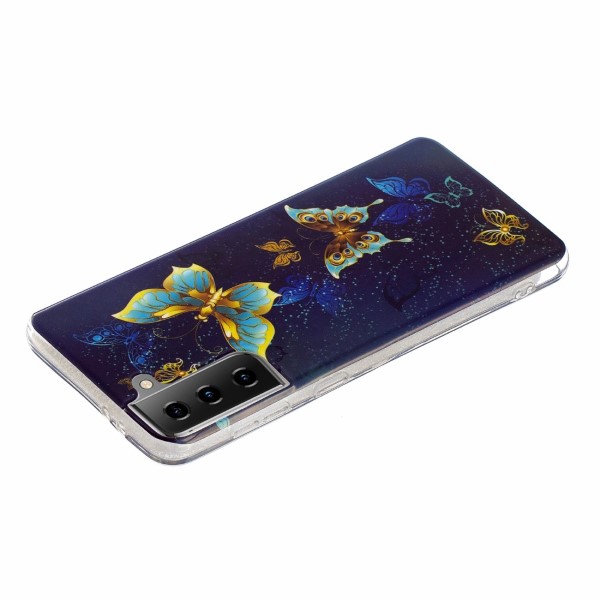 Kryt na Samsung Galaxy S21 svítící Motýl modrý