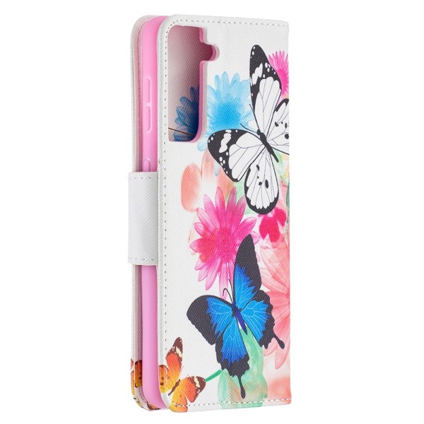 Pouzdro na Samsung Galaxy S21 Motýl bílé
