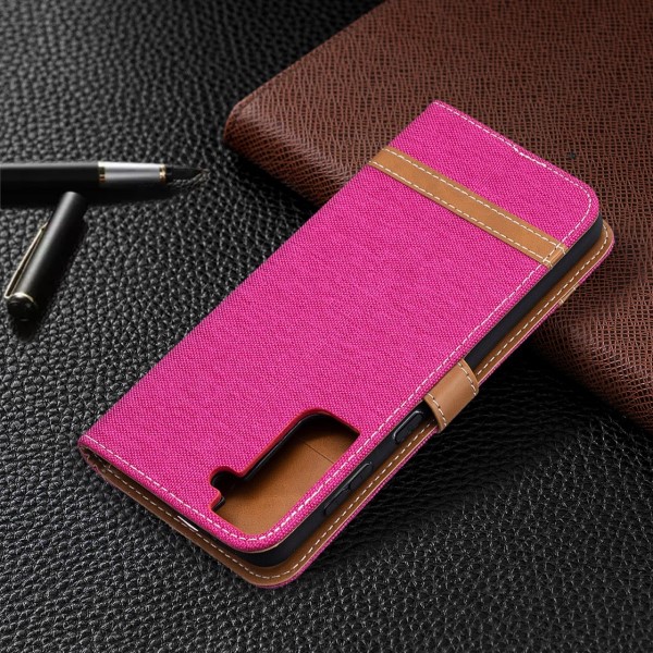 Pouzdro na Samsung Galaxy S21 Plus Jeans růžové