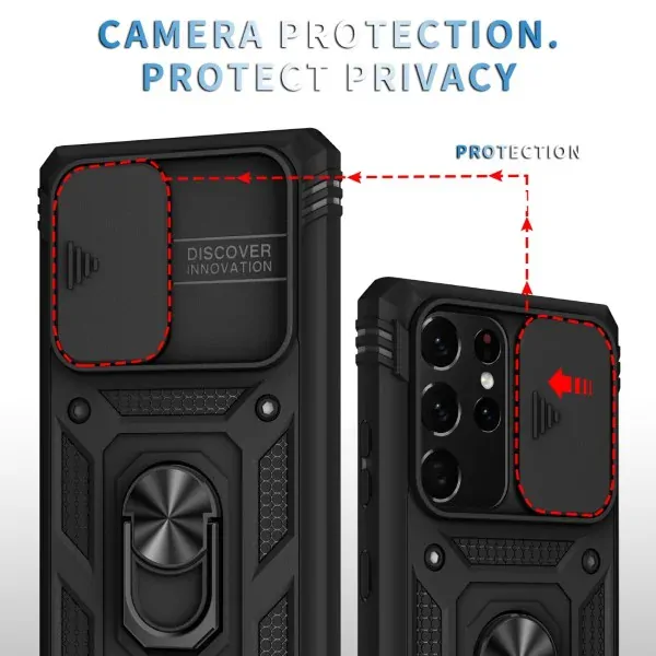 Kryt na Samsung Galaxy S21 Ultra odolný s krytkou na fotoaparát černý