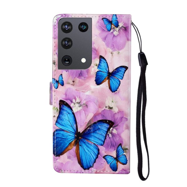 Pouzdro na Samsung Galaxy S21 Ultra Motýl fialové