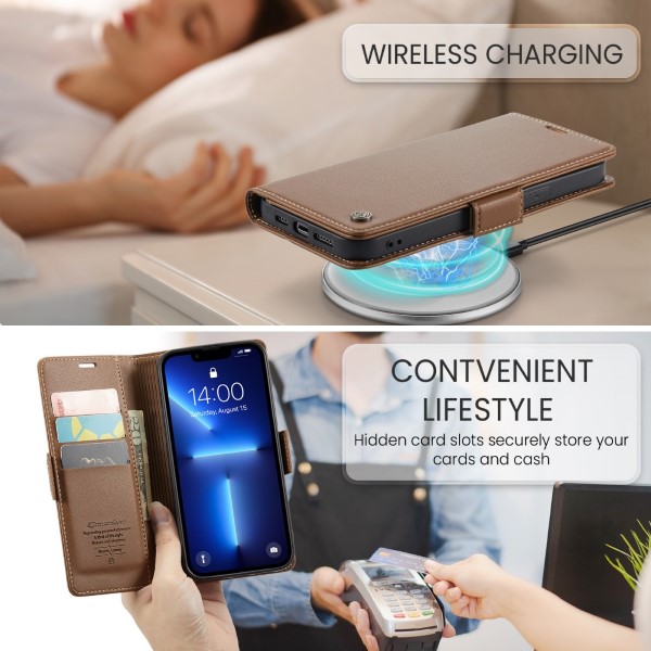 Pouzdro na iPhone 13 Pro Max CASEME smooth hnědé