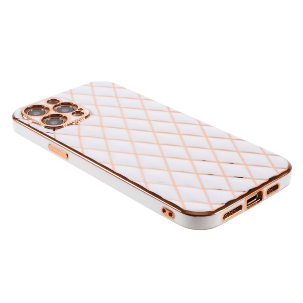 Kryt na iPhone 13 Pro Max Electroplated rhombus bílý