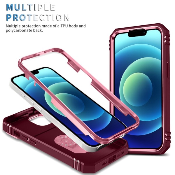 Kryt na iPhone 14 Plus odolný s krytkou na fotoaparát vínový