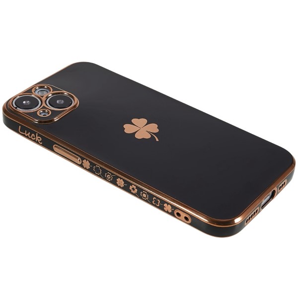Kryt na iPhone 14 Plus Electroplated čtyřlístek černý