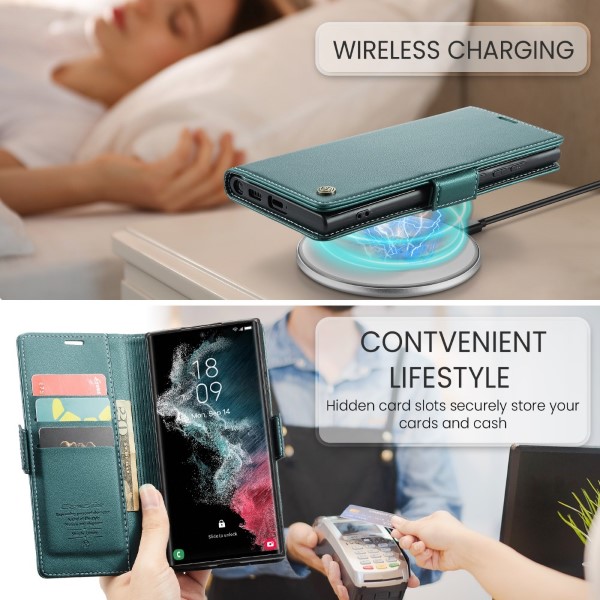 Pouzdro na Samsung Galaxy S22 Ultra CASEME smooth zelené