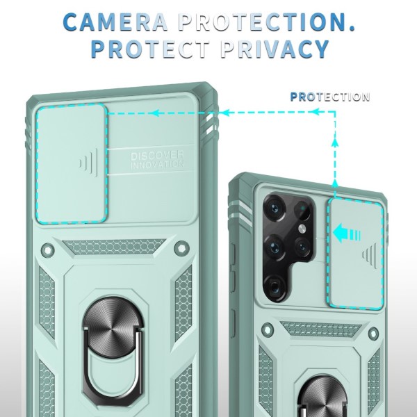 Kryt na Samsung Galaxy S22 Ultra odolný s krytkou na fotoaparát světle modrý