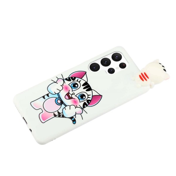 Kryt na Samsung Galaxy S22 Ultra 3D Kotě bílý