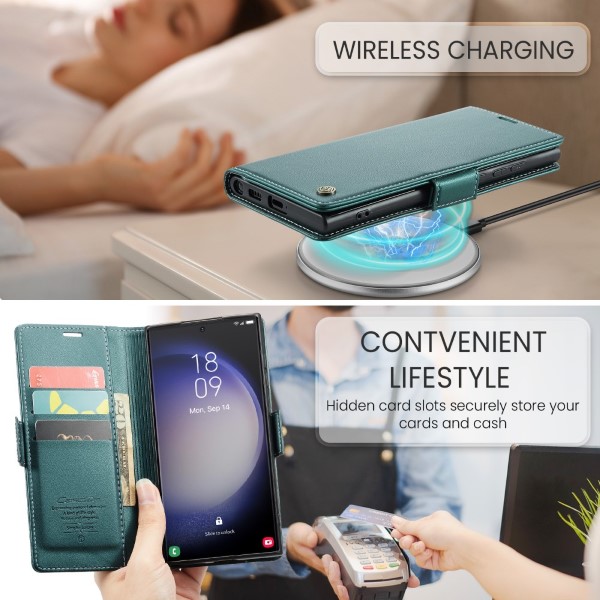 Pouzdro na Samsung Galaxy S23 Ultra CASEME smooth zelené
