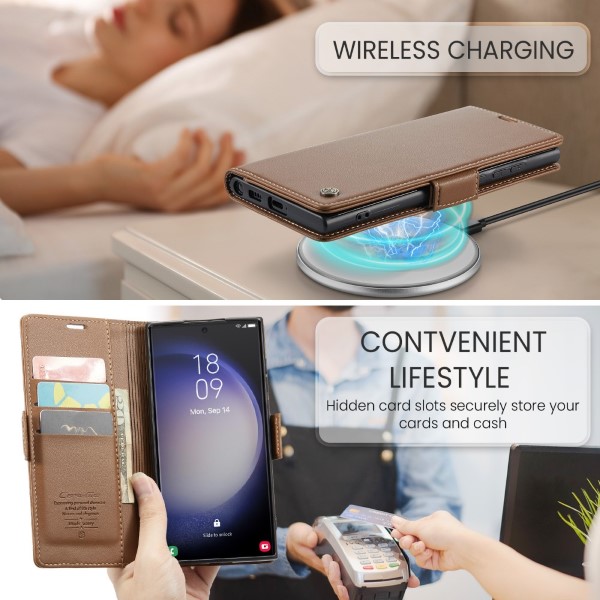 Pouzdro na Samsung Galaxy S23 Ultra CASEME smooth hnědé