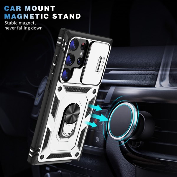 Kryt na Samsung Galaxy S23 Ultra odolný s krytkou na fotoaparát bílý