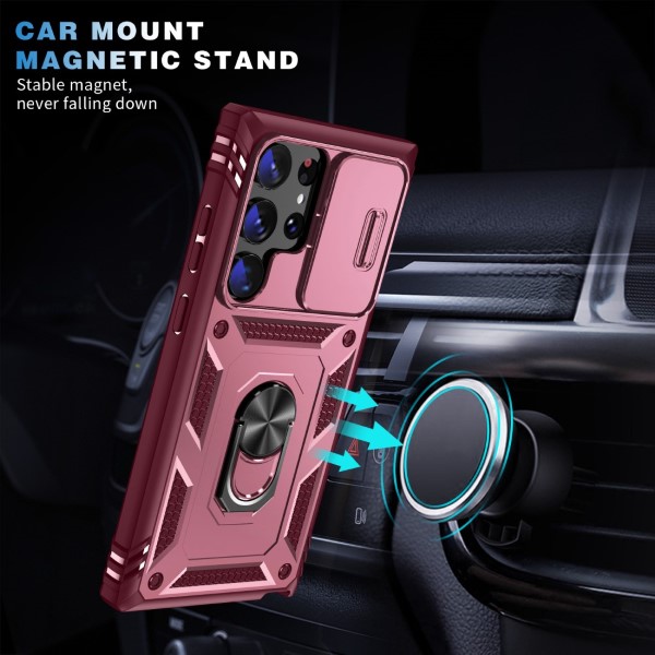 Kryt na Samsung Galaxy S23 Ultra odolný s krytkou na fotoaparát vínový