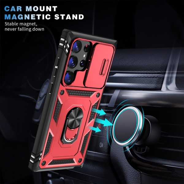 Kryt na Samsung Galaxy S23 Ultra odolný s krytkou na fotoaparát červený