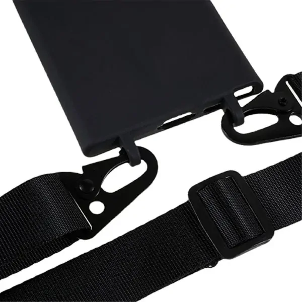 Kryt na Samsung Galaxy S23 Ultra gumový se šňůrkou na krk černý