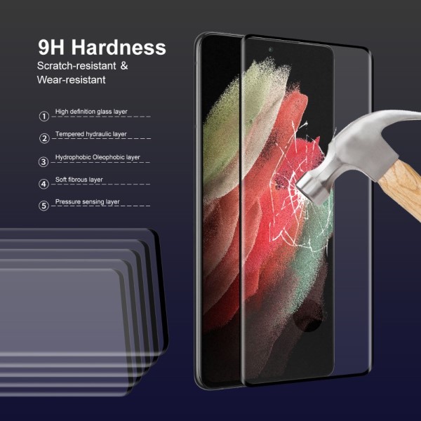 Tvrzené sklo na Samsung Galaxy S21 Ultra(podpora odemykání otiskem prstu) černé