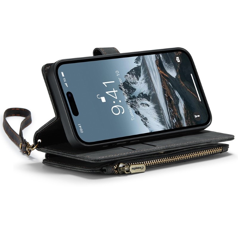 Pouzdro pro iPhone 15 Pro Max CASEME Luxury Double Layer černé