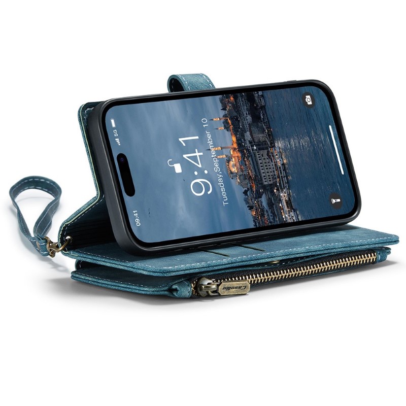 Pouzdro pro iPhone 15 Pro Max CASEME Luxury Double Layer modré