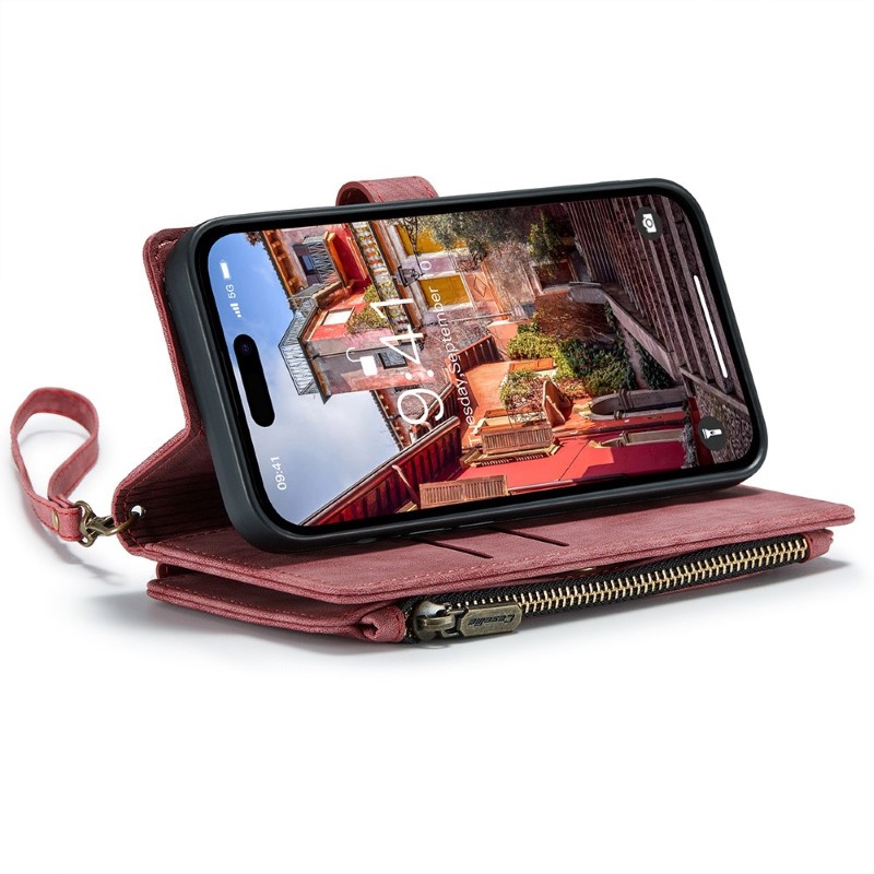 Pouzdro pro iPhone 15 Pro Max CASEME Luxury Double Layer červené