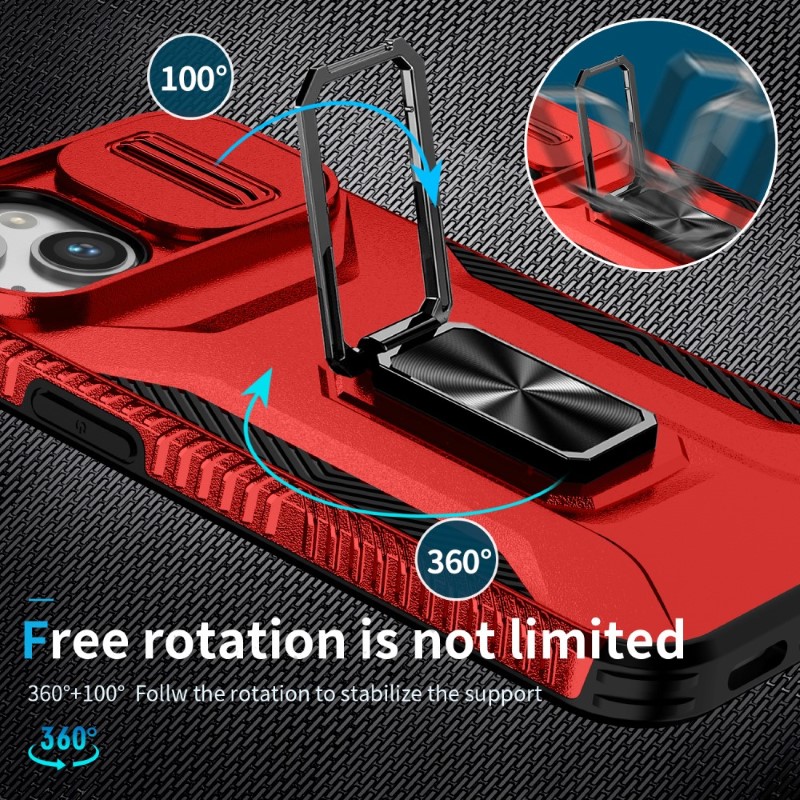 Kryt na iPhone 15 odolný s krytkou na fotoaparát červený