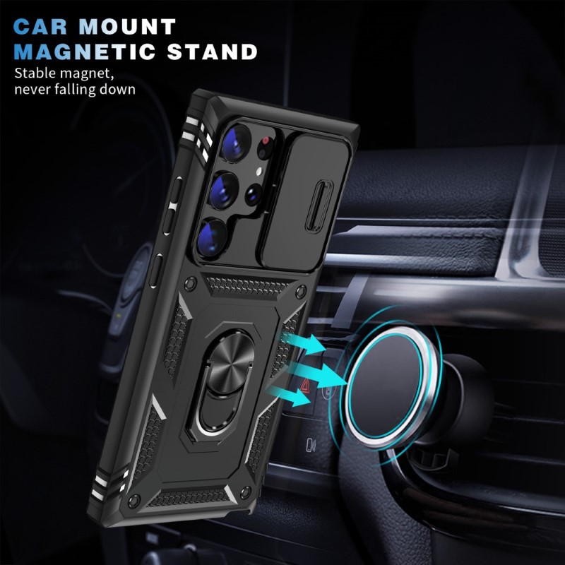 Kryt na Samsung Galaxy S24 Ultra odolný s krytkou na fotoaparát černý