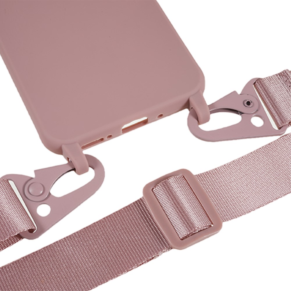 Kryt na Samsung Galaxy S24 gumový se šňůrkou na krk starorůžový