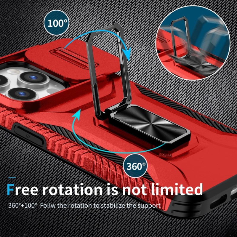 Kryt na iPhone 13 Pro odolný s krytkou na fotoaparát červený