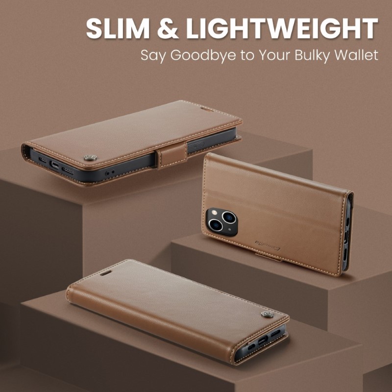 Pouzdro na iPhone 14 CASEME Smooth hnědé