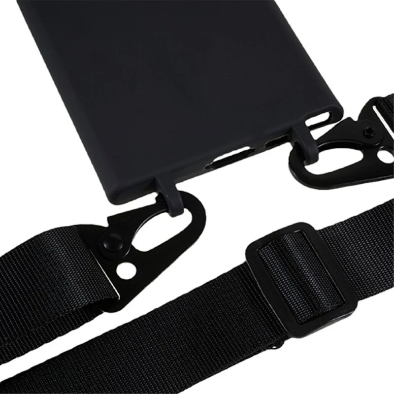 Kryt na Samsung Galaxy S24 Ultra gumový se šňůrkou na krk černý