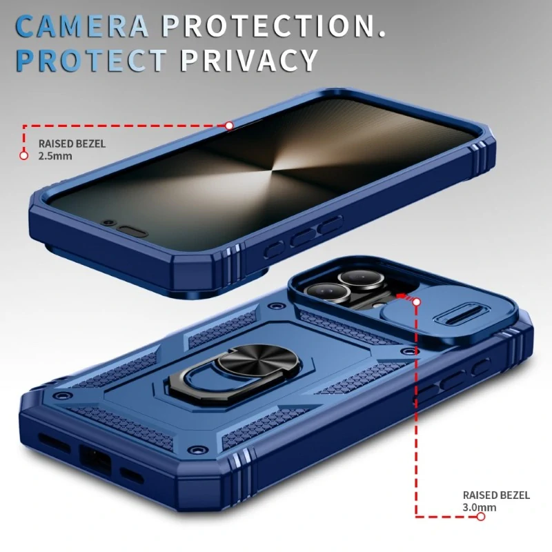 Kryt na iPhone 16 odolný s krytkou na fotoaparát tmavě modrý