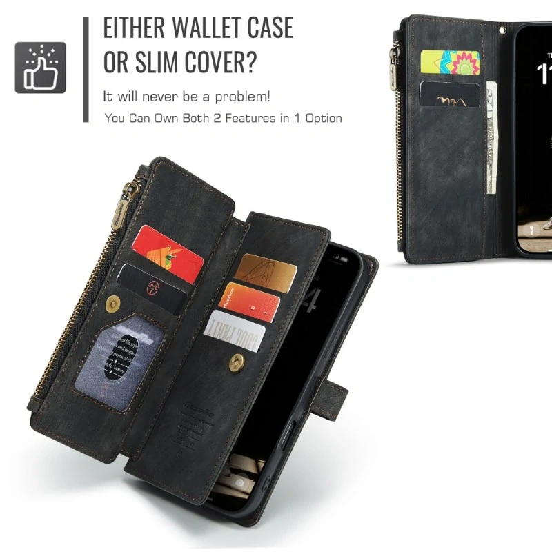 Pouzdro pro iPhone 16 CASEME Luxury Double Layer černé