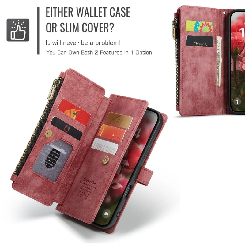 Pouzdro pro iPhone 16 CASEME Luxury Double Layer červené