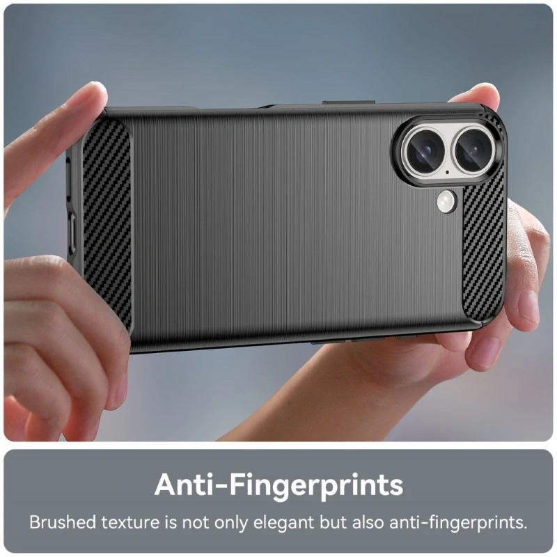 Kryt na iPhone 16 gumový Carbon černý