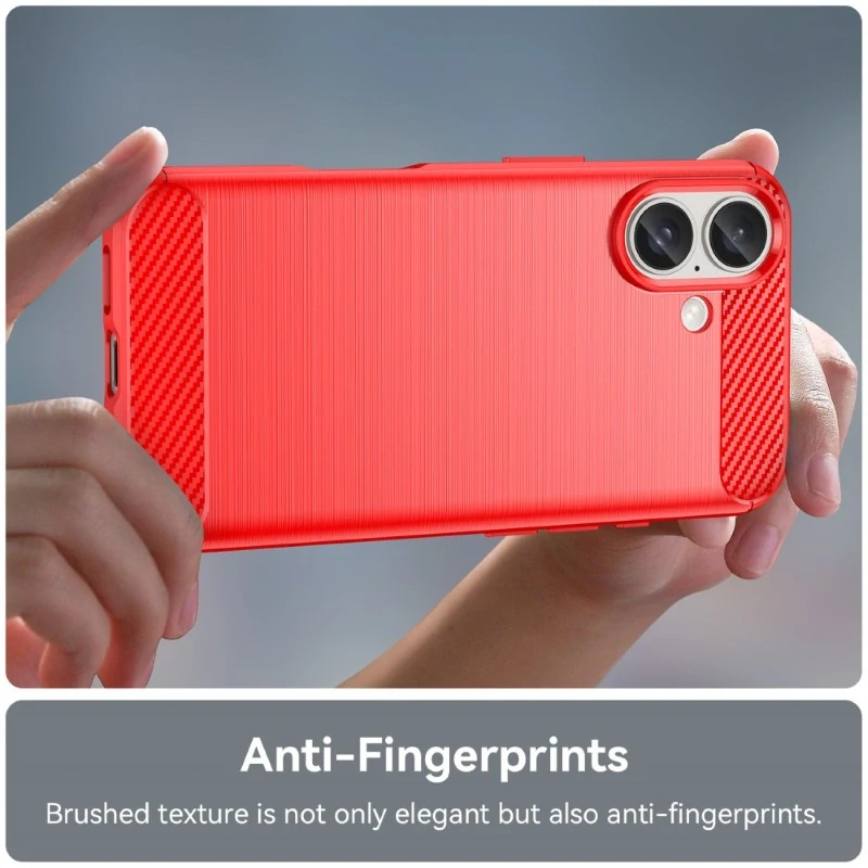 Kryt na iPhone 16 gumový Carbon červený