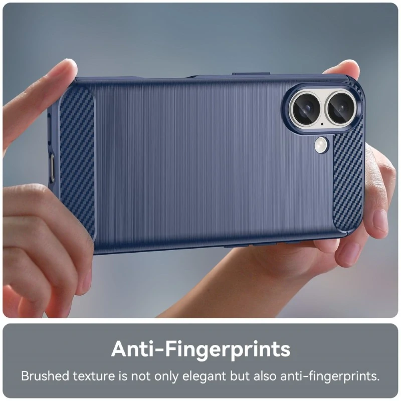 Kryt na iPhone 16 gumový Carbon modrý