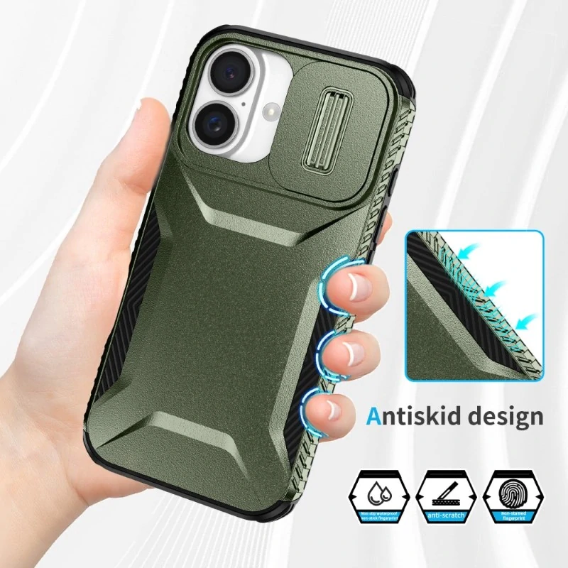 Kryt na iPhone 16 s krytkou na fotoaparát zelený