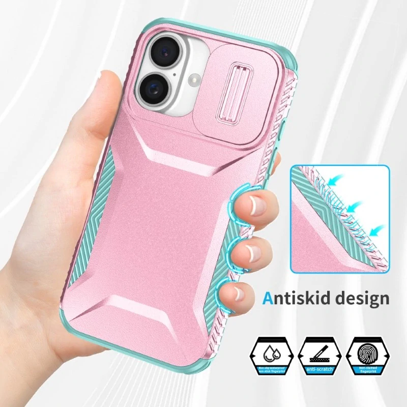 Kryt na iPhone 16 s krytkou na fotoaparát růžový