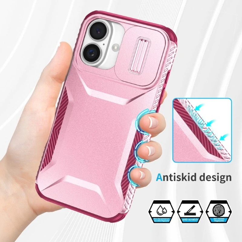 Kryt na iPhone 16 s krytkou na fotoaparát vínový