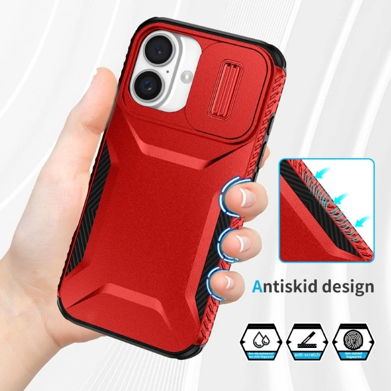 Kryt na iPhone 16 s krytkou na fotoaparát červený