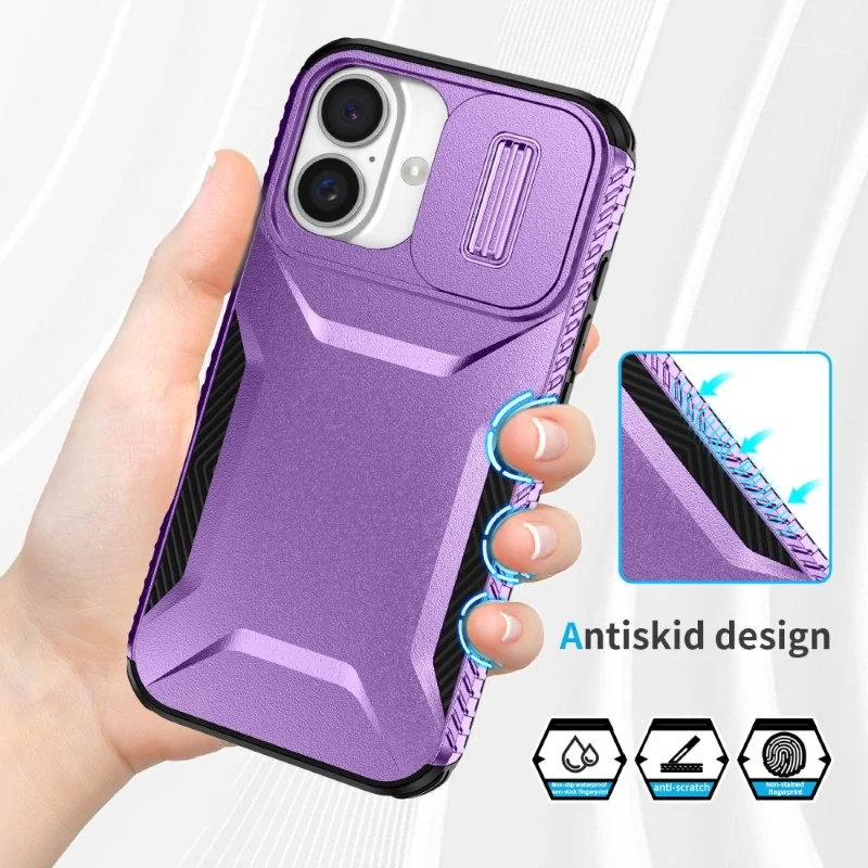Kryt na iPhone 16 s krytkou na fotoaparát fialový