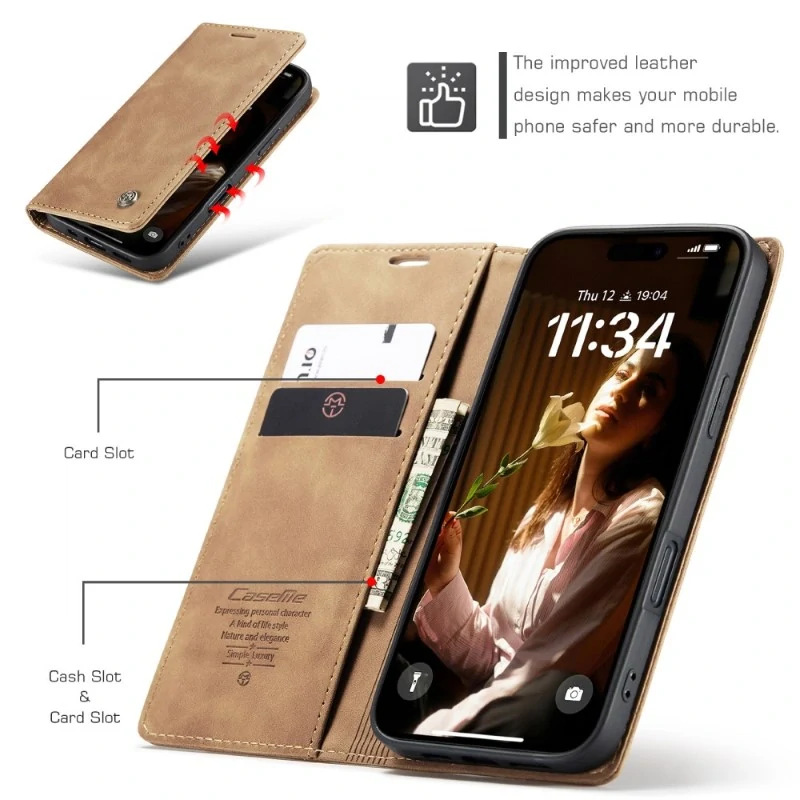 Pouzdro CASEME pro iPhone 16 světle hnědé