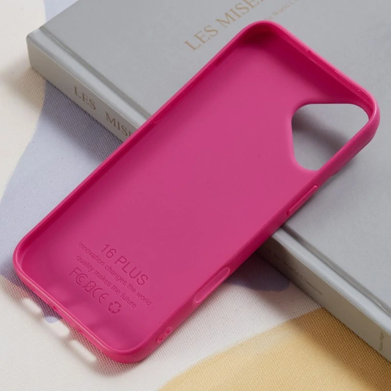 Kryt na iPhone 16 gumový Litchi růžový