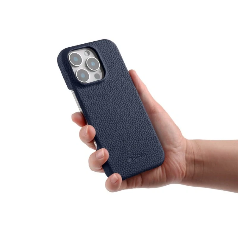 Kryt MELKCO na iPhone 16 Pro Kožený s podporou MAGSAFE modrý