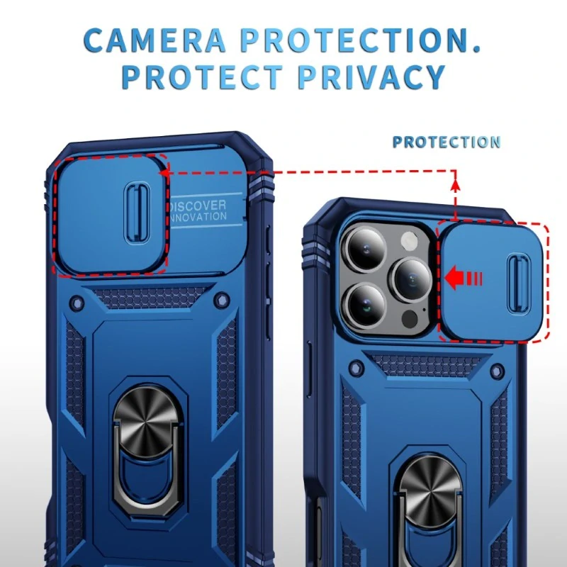 Kryt na iPhone 16 Pro Max odolný s krytkou na fotoaparát tmavě modrý