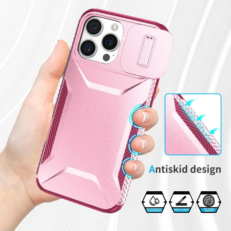 Kryt na iPhone 16 Pro Max s krytkou na fotoaparát vínový