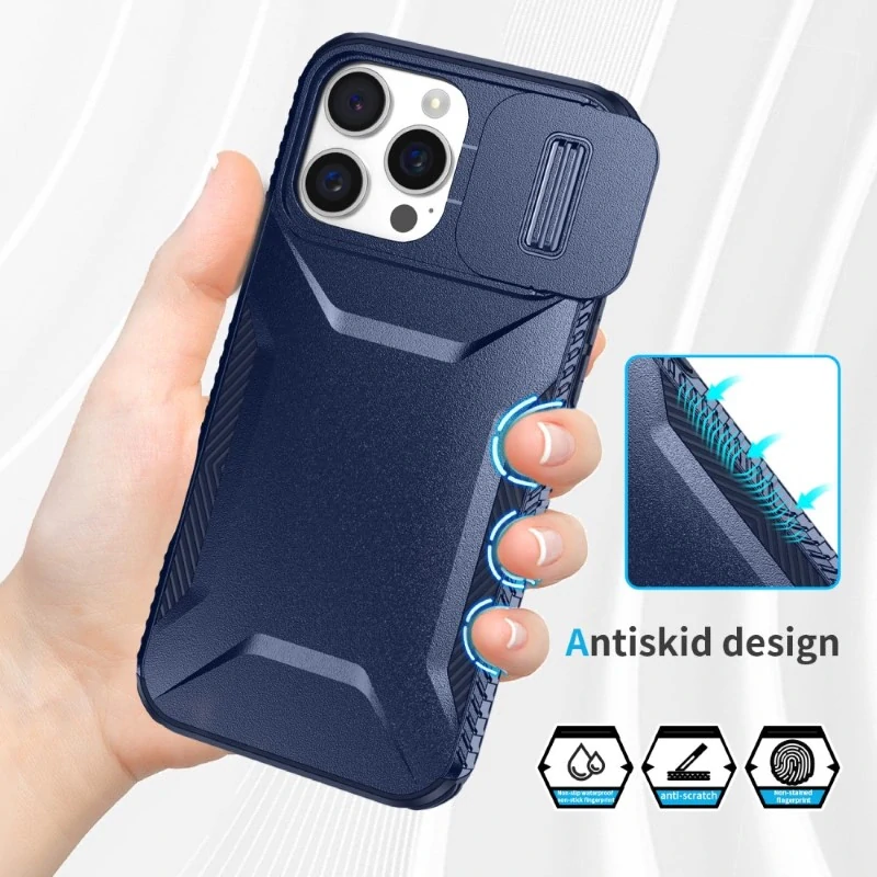 Kryt na iPhone 16 Pro Max s krytkou na fotoaparát tmavě modrý