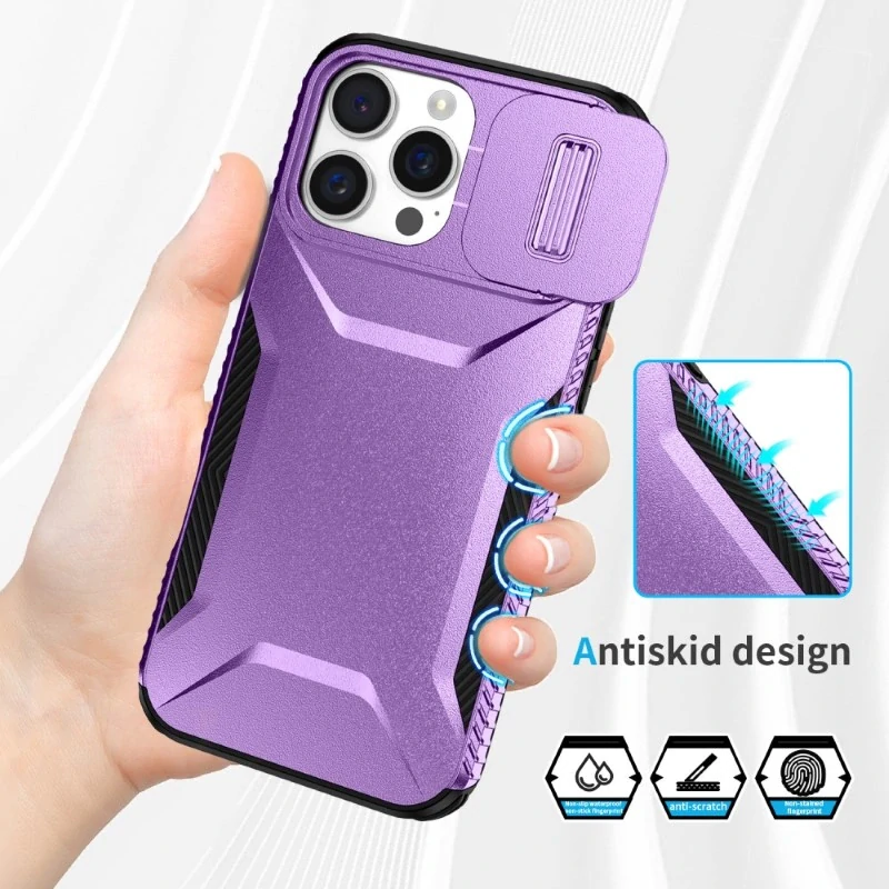 Kryt na iPhone 16 Pro Max s krytkou na fotoaparát fialový