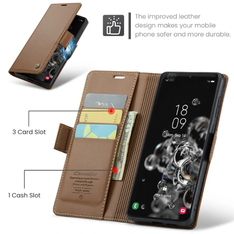 Pouzdro na Samsung Galaxy S20 Ultra CASEME smooth hnědé